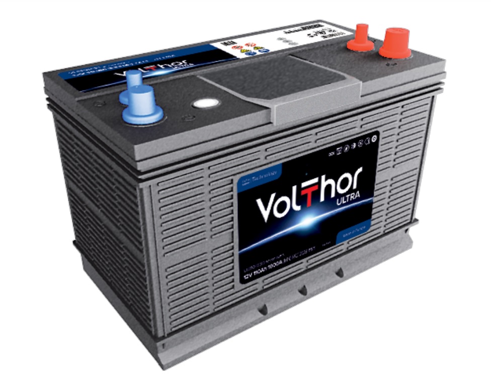 Акумулятор легковий VOLTHOR 6СТ-110(0) (1000А) ULTRA AGRO 12B, 110Ah, 1000A, (R+), подвійна клема, універсальна полярність (Ca/Ca) 330X173X235 мм (301810)